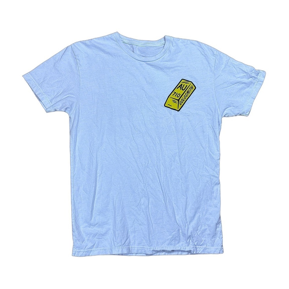 Goldsmith T-Shirt Mens M Light Blue Excellent Graphic Gold Prospector Tee